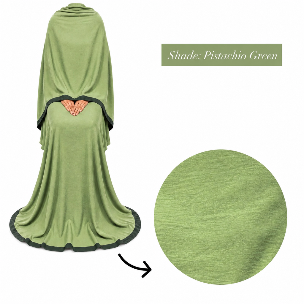 Soft Crush Abaya – Pistachio Green