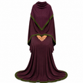Soft Crush Abaya – Cherry Mocha (Olive Trim)