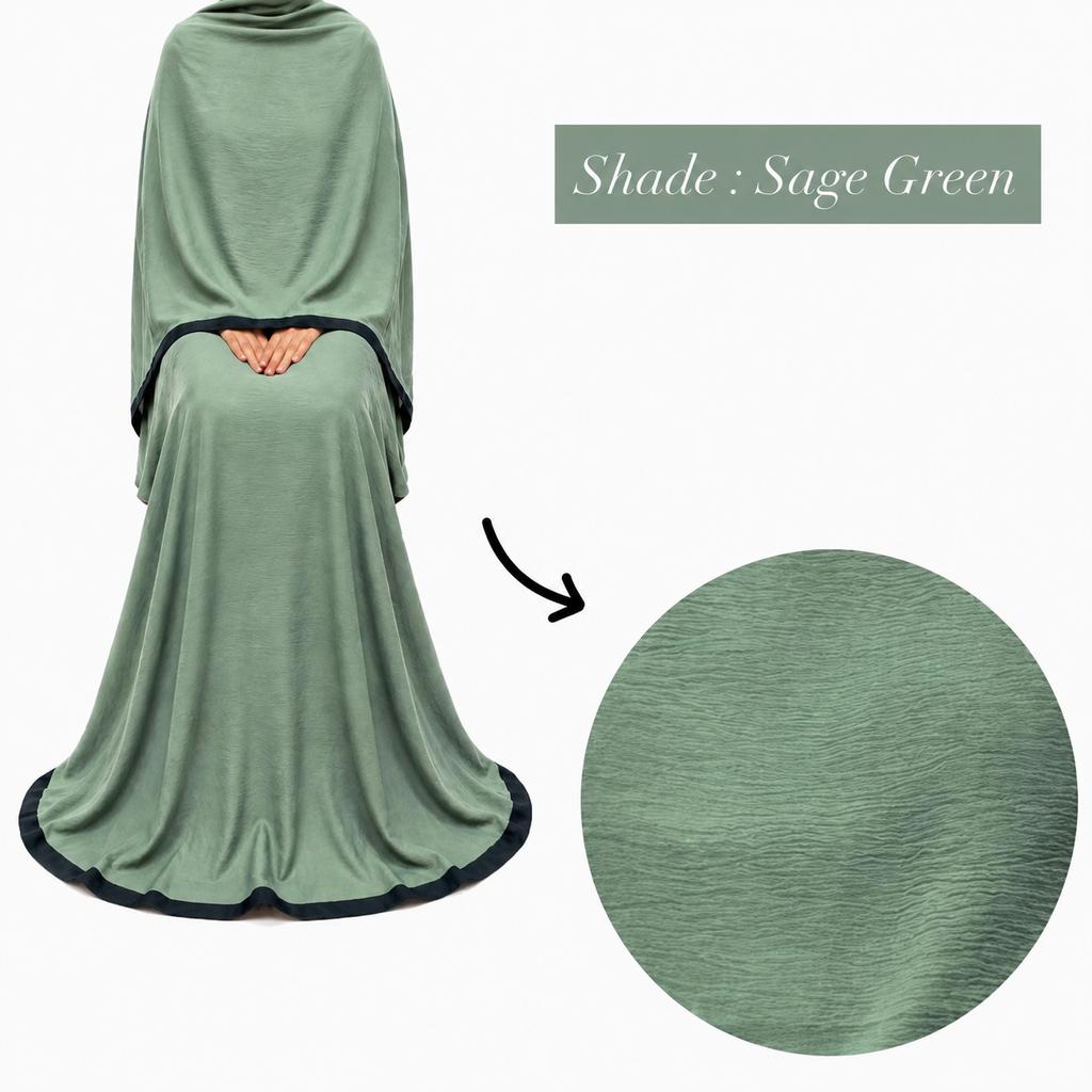 Soft Crush Abaya – Sage Green