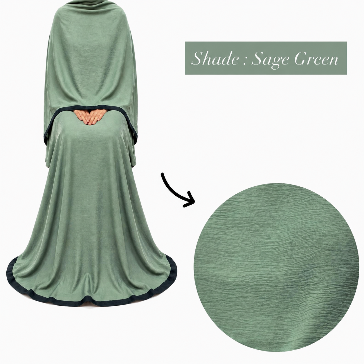 Soft Crush Abaya – Sage Green