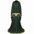 Soft Crush Abaya – Dark Olive (Mint Trim)