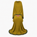 Soft Crush Abaya – Mustard Olive (Dark Green Trim)