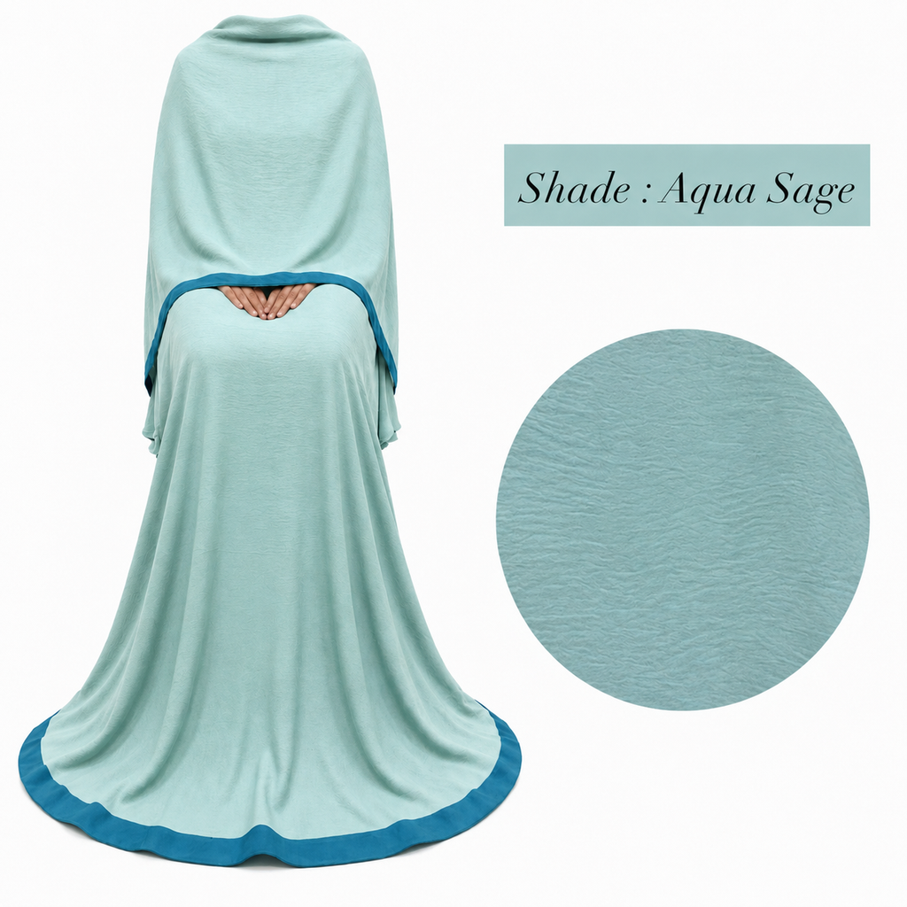 Soft Crush Abaya – Aqua Sage
