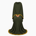 Soft Crush Abaya – Deep Forest (Mustard Trim)