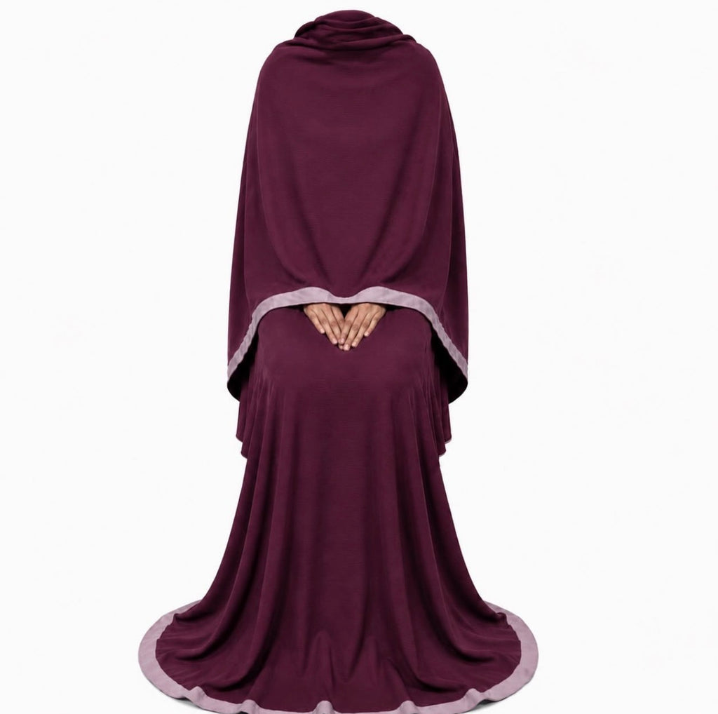 Textured Crepe Abaya | Dark Cherry