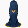 Soft Crush Abaya – Petrol Blue (Mustard Trim)