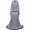 Soft Crush Abaya – Ash Grey (Navy Trim)