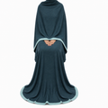 Soft Crush Abaya – Deep Teal (Cream Trim)
