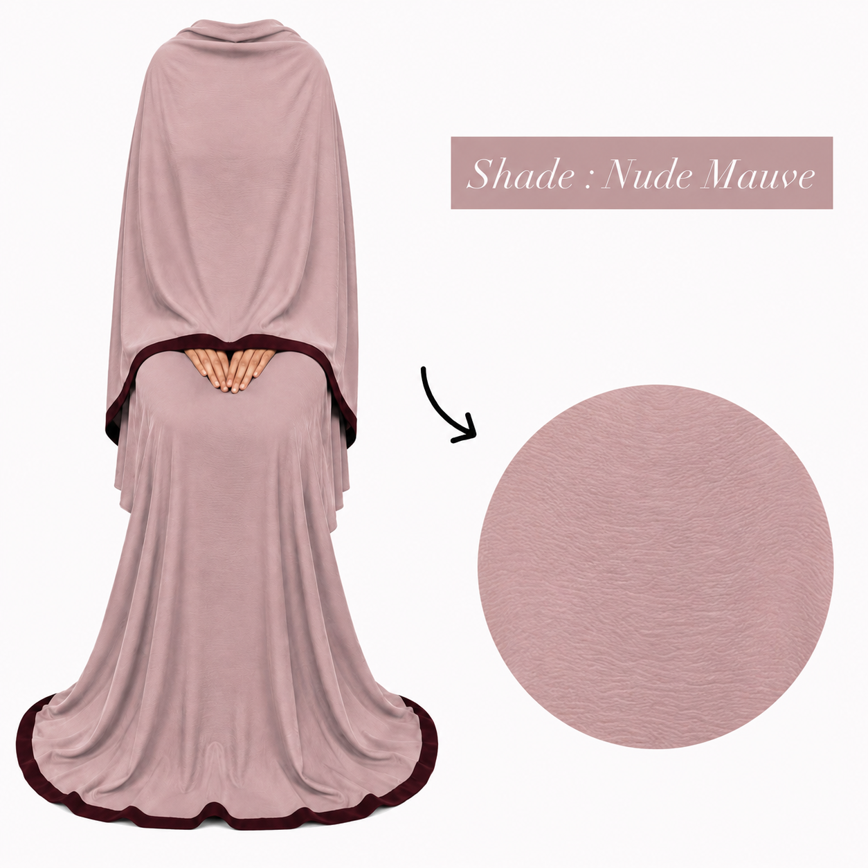 Soft Crush Abaya – Nude Mauve