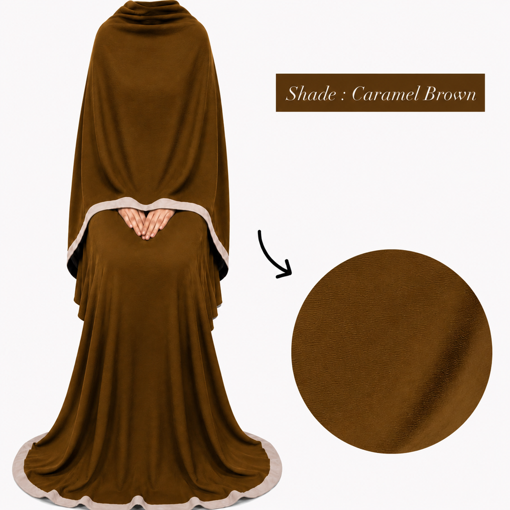 Soft Crush Abaya – Caramel Brown