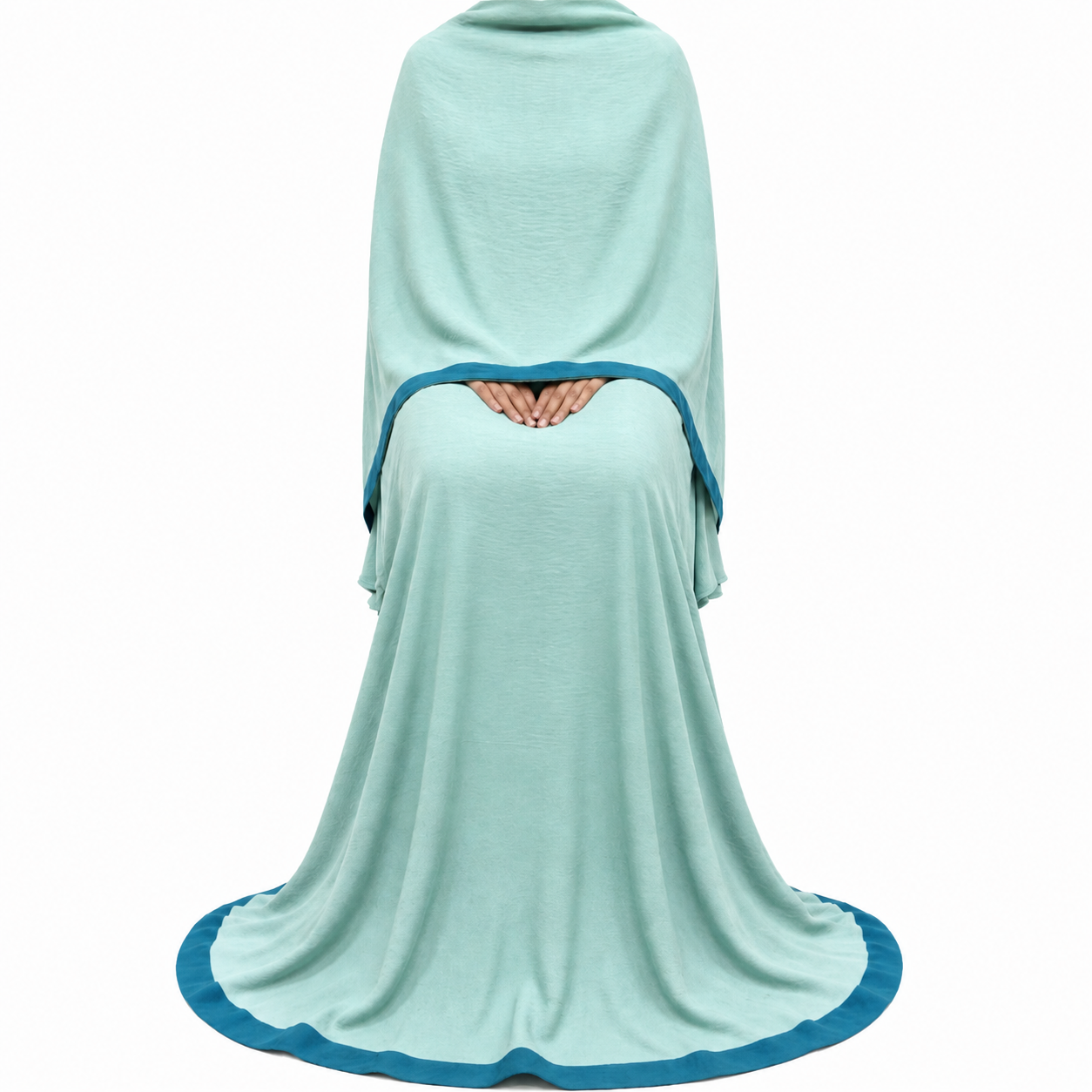 Soft Crush Abaya – Aqua Sage