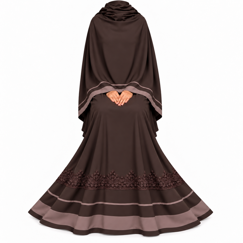 Dubai Abaya | Espresso Brown With Deep Taupe