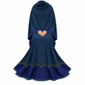 Dubai Abaya | Peacock Blue With Deep Navy