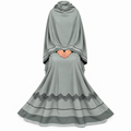 Dubai Abaya | Sage Grey With Charcoal Grey