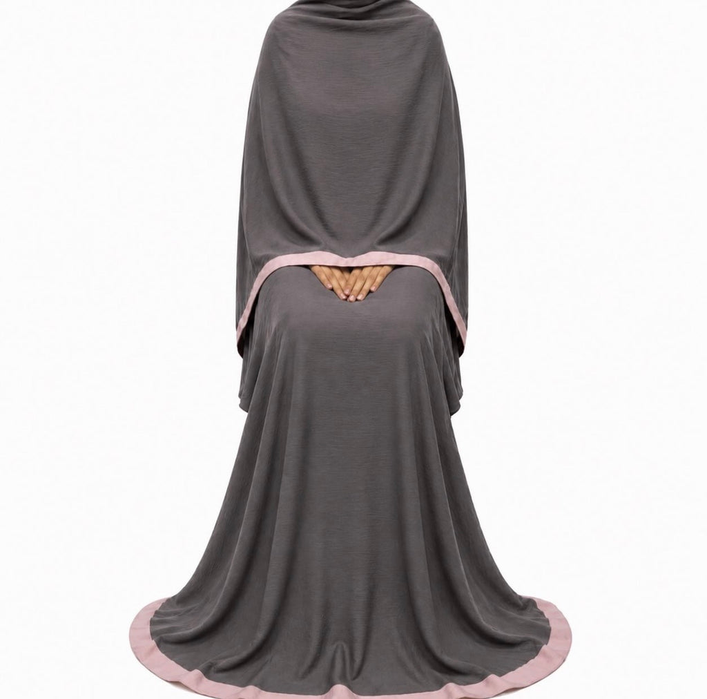 Soft Crush Abaya | Mauve Grey