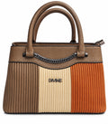 Brown cream rust color-block corduroy tote
