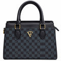 Black checkerboard print structured tote