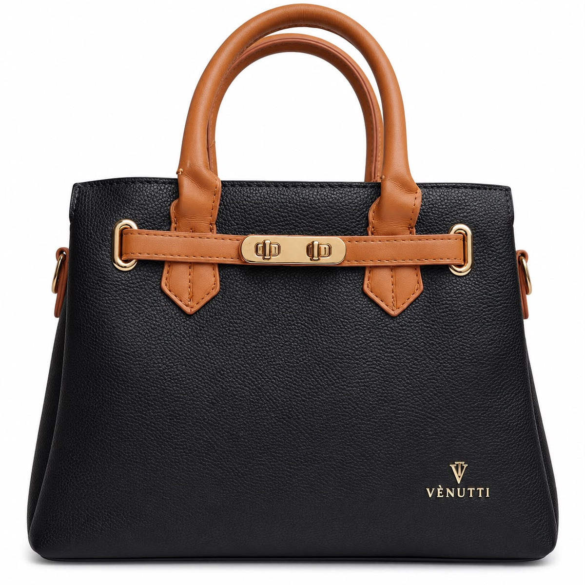 Black and tan two-tone satchel