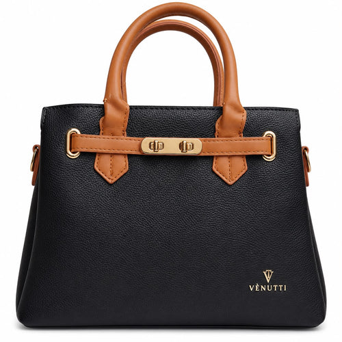 Black and tan two-tone satchel