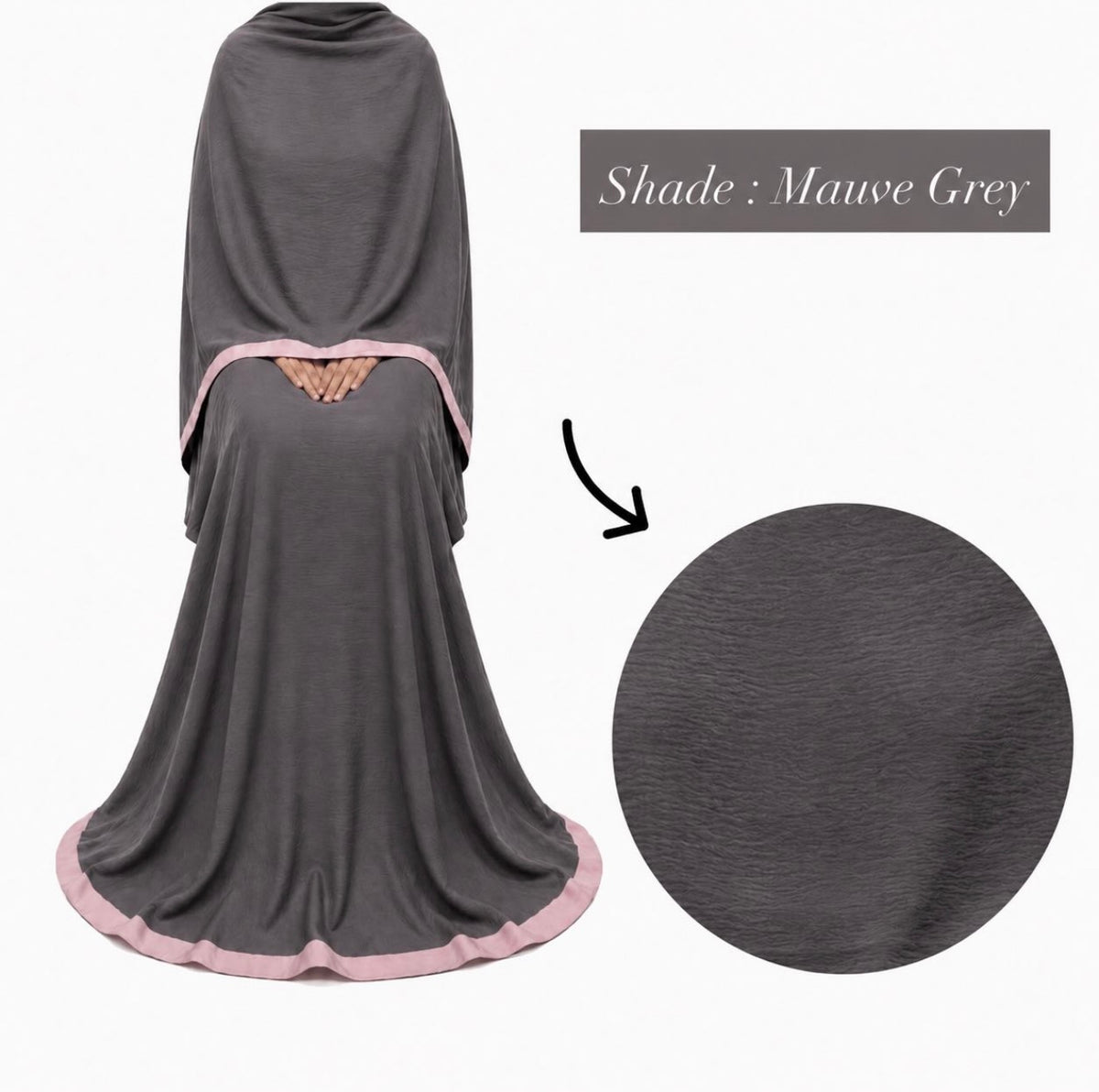 Soft Crush Abaya Mauve Grey
