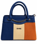Navy cream rust color-block corduroy tote
