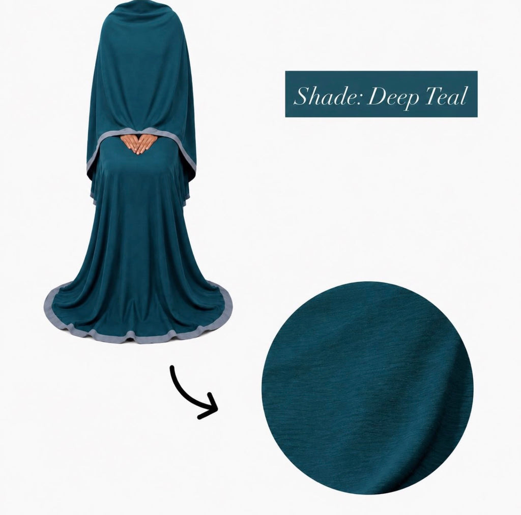 Soft Crush Abaya Deep Teal
