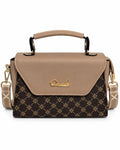 Taupe flap bag with diamond-print base