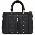 Black structured satchel with crystal studs