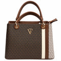 Brown monogram tote with color-split side panel