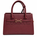 Burgundy satchel with gold buckle detail
