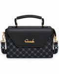 Black flap bag with diamond-print base