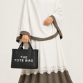 Black Leather Graphic Tote