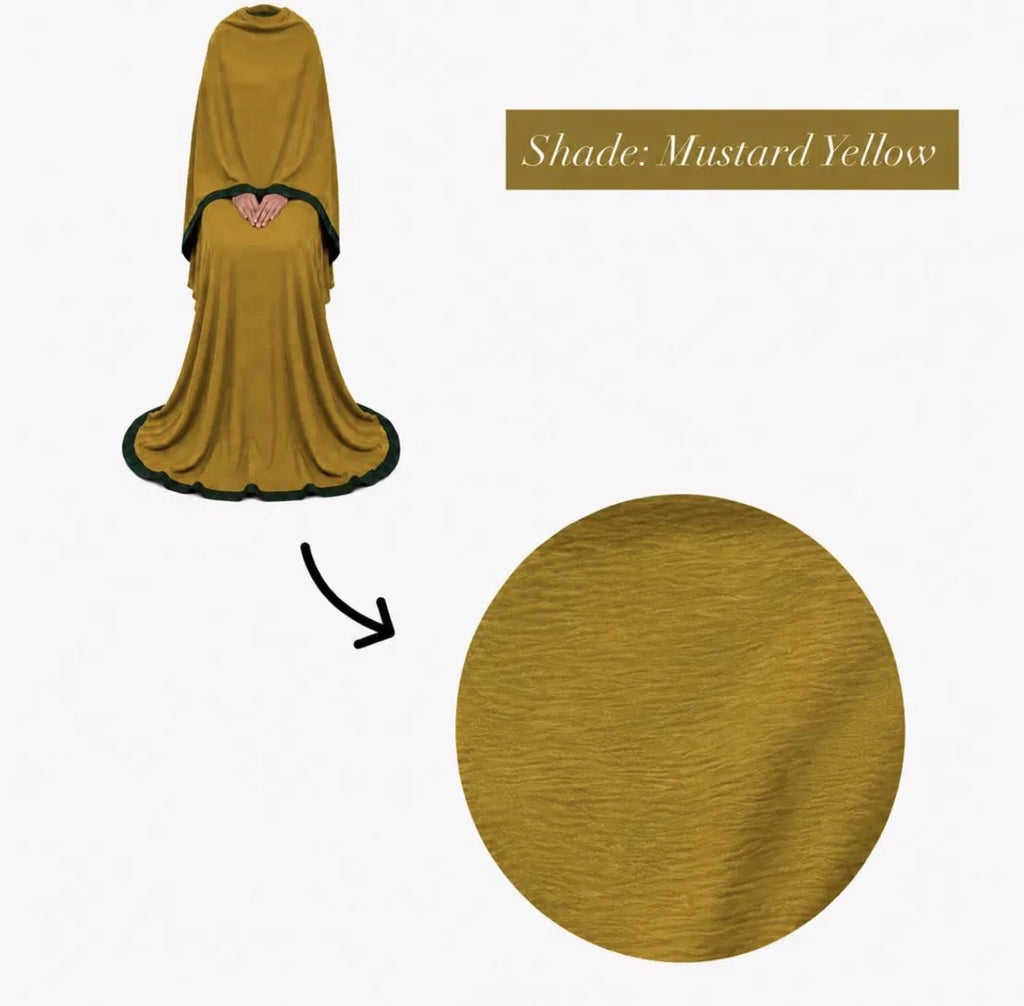 Soft Crush Abaya | Mustard Yellow