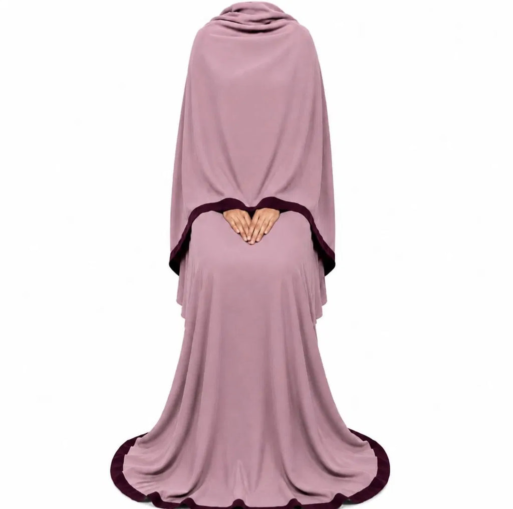 Textured Crepe  Abaya | Dusty Pink