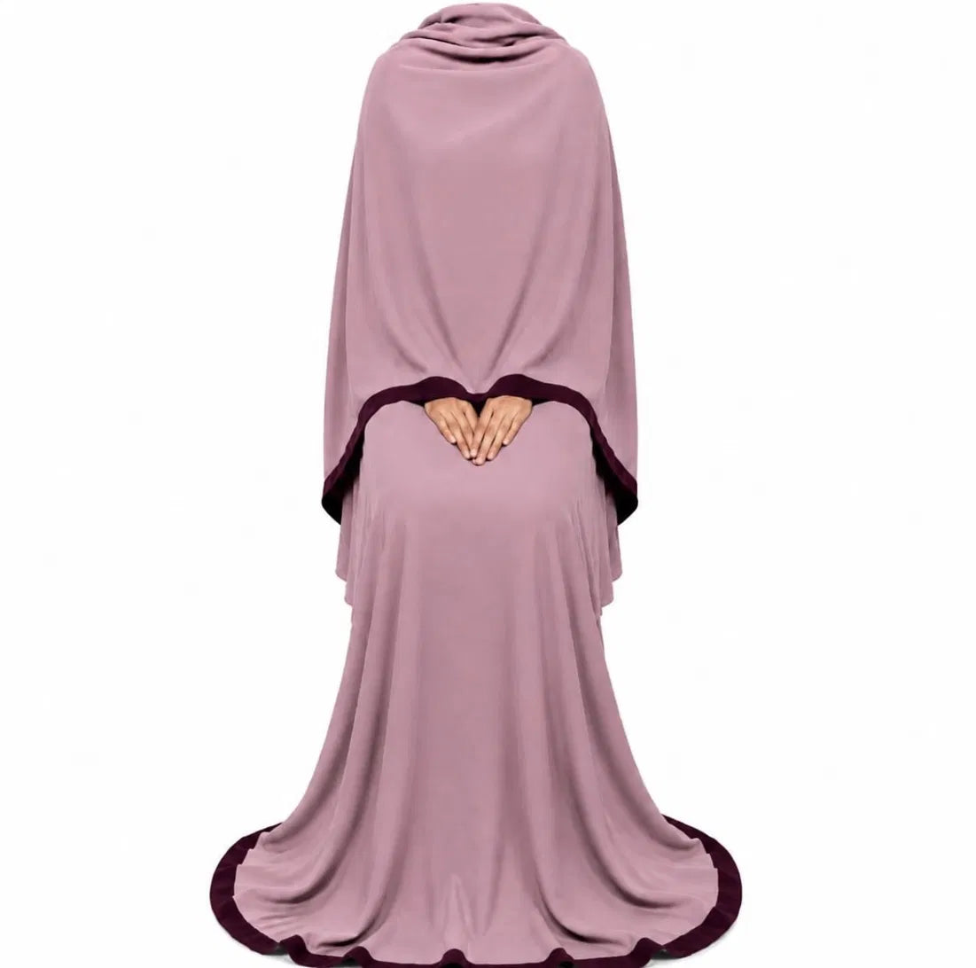 Textured Crepe  Abaya | Dusty Pink