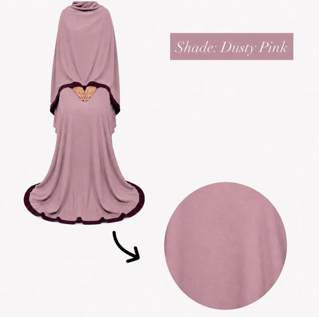 Textured Crepe  Abaya | Dusty Pink