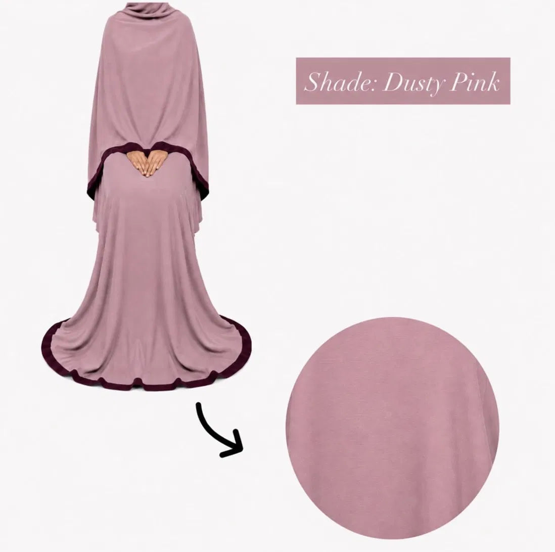 Textured Crepe  Abaya | Dusty Pink
